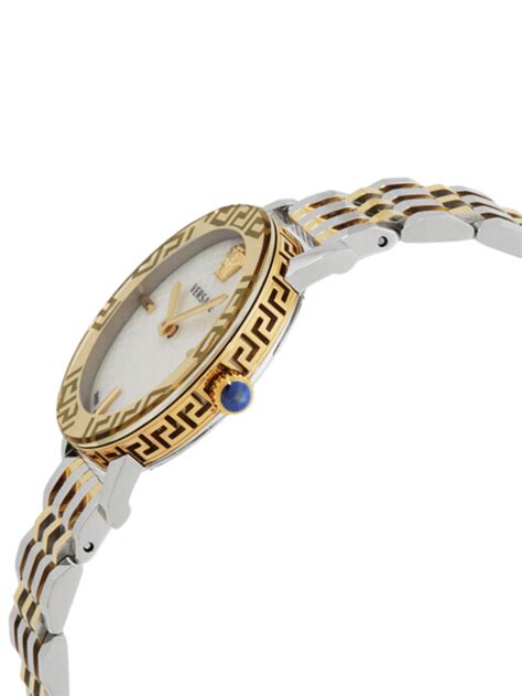 Versace Greca Glass Quartz White Mother of Pearl Dial Ladies 